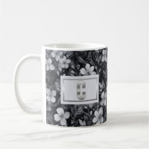Monogram Zilveren Letter Bloemen Waterverf