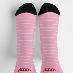 Monogram zoete roze strepen Modern schattig patroo Sokken