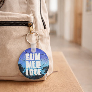 Monogram Zomerliefde met datum sleutelhanger