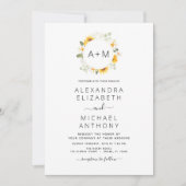 Monogram Zonnebloem Eucalyptus Greenery Wedding Kaart (Voorkant)