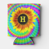 Monogram zonnebloembloempje Vertraagde retro Blikjeskoeler (Voorkant)