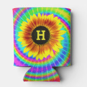 Monogram zonnebloembloempje Vertraagde retro Blikjeskoeler (Achterkant)