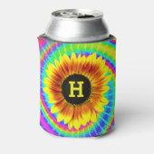 Monogram zonnebloembloempje Vertraagde retro Blikjeskoeler (Blikje Achterkant)