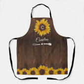 Monogram Zonnebloemen Houten Keuken Schort (Voorkant)