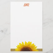 Monogram zonnebloemkool Blank schrijven Briefpapier (Voorkant)