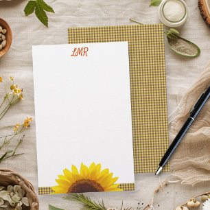 Monogram zonnebloemkool Blank schrijven Briefpapier