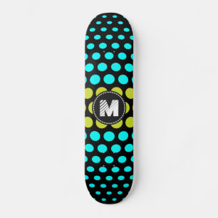 Monogram zuur groen & Aqua polka stippen patroon Skateboard