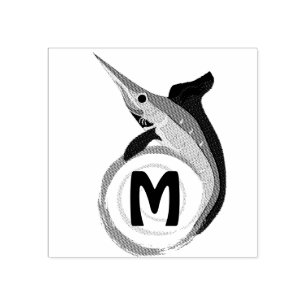 Monogram zwaardvis rubberstempel