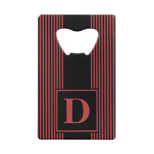 Monogram zwart/Aurora rood pinstripe Kredietkaart Flessenopener