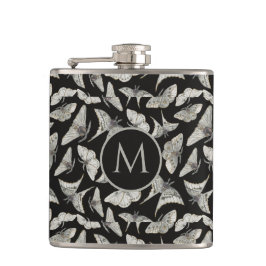 Monogram zwart beige mot bug patroon heupfles