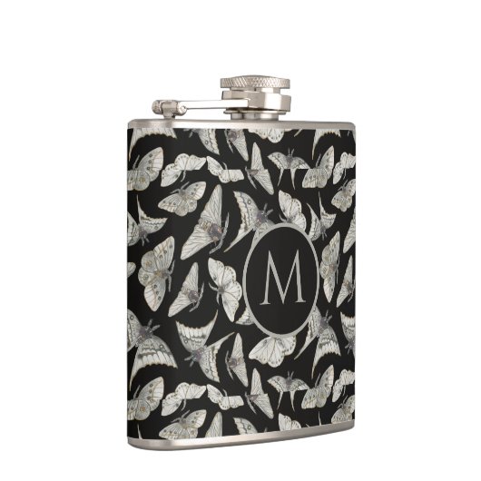 Monogram zwart beige mot bug patroon heupfles (Rechts)