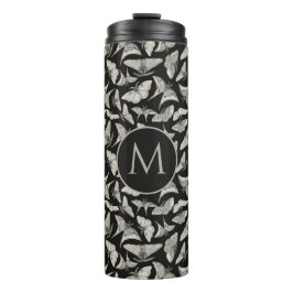 Monogram zwart beige mot bug patroon thermosbeker