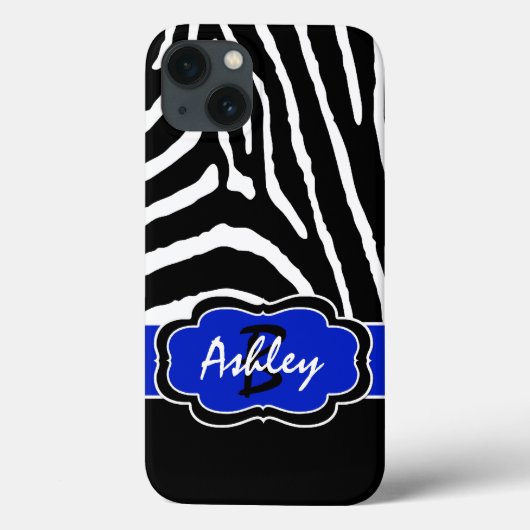 Monogram zwart, Blue Zebra Stripe iPad Air-draagta Case-Mate iPhone Case (Achterkant)