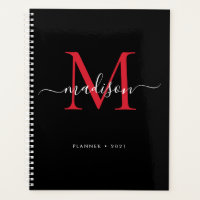 Monogram Zwart Bourgondië Girly Script Naam 2021