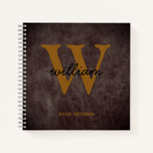 Monogram zwart bruin script naam bordeauxrood leer