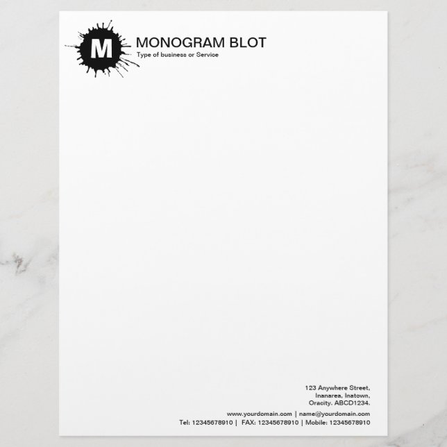 Monogram - zwart custom briefhoofd (Voorkant)