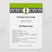Monogram Zwart Damast Wedding Programma (Voorkant)