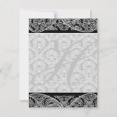 Monogram Zwart Damast Wedding Response RSVP (Achterkant)