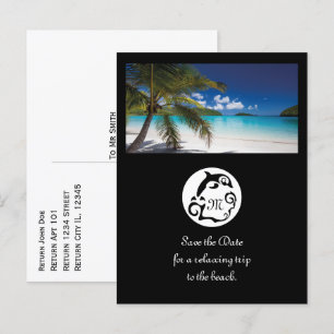 Monogram zwart Dolphin Silhouette Uitnodiging Briefkaart