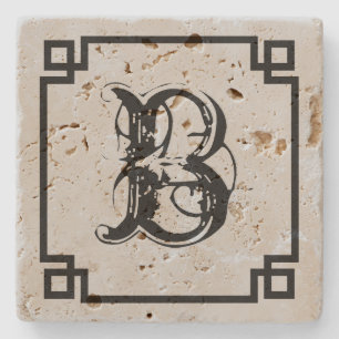 Monogram zwart, eenvoudig Lijst Stenen Onderzetter