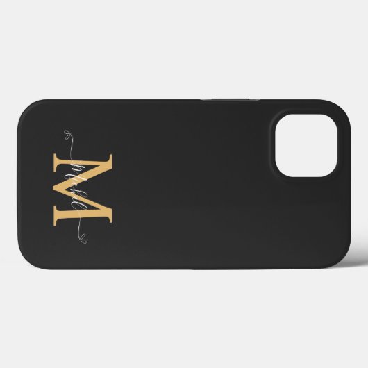 Monogram zwart | Elegant minimalistisch Case-Mate iPhone Case (Achterkant (horizontaal))