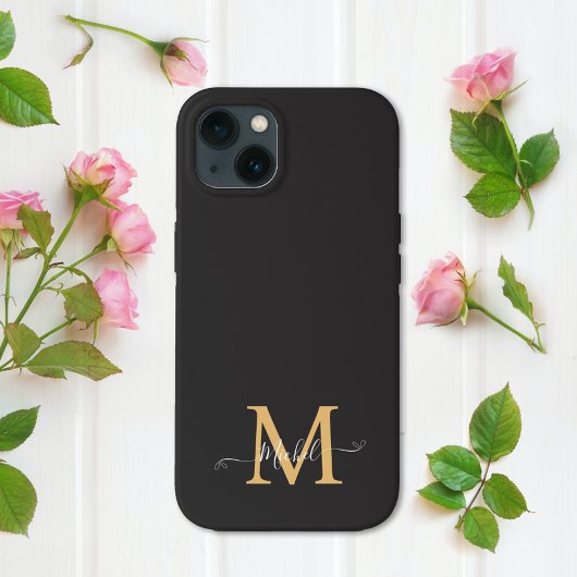 Monogram zwart | Elegant minimalistisch Case-Mate iPhone Case