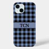Monogram zwart en blauw speldenstang, buffelstang Case-Mate iPhone case (Achterkant)