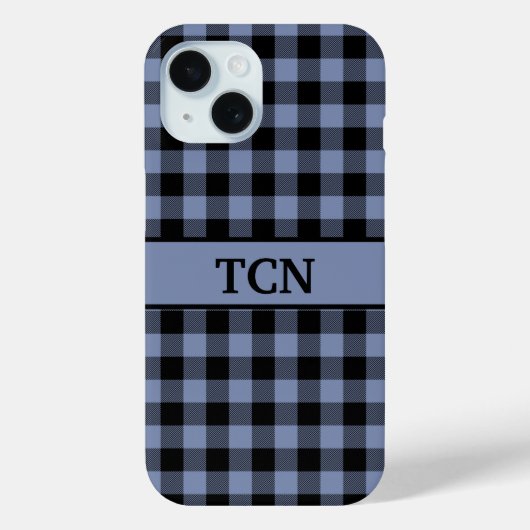 Monogram zwart en blauw speldenstang, buffelstang Case-Mate iPhone case (Achterkant)