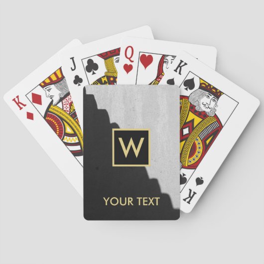 Monogram Zwart en Goud Elegante Speelkaarten (Achterkant)