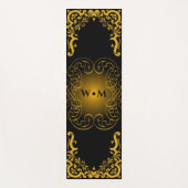 Monogram zwart en goud met decoratieve elementen yogamat (Voorkant)