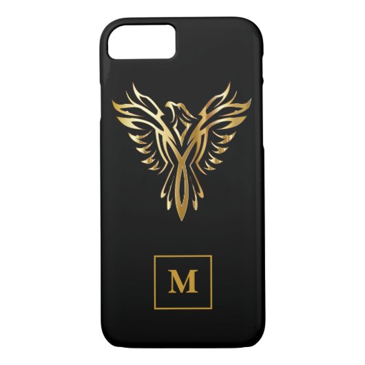 Monogram zwart en gouden Phoenix-rijst Case-Mate iPhone Case (Achterkant)