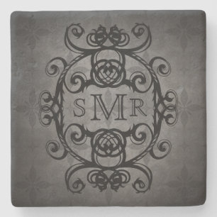  monogram zwart en grijs stenen onderzetter