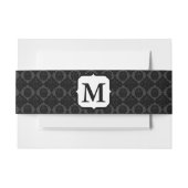 Monogram zwart en grijze  Damask Uitnodigingen Wikkel (Voorkant Voorbeeld)