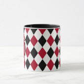 Monogram Zwart en Rood Harlekijn Ruitpatroon Mok (Midden)