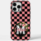 Monogram zwart en ROZE Geruite Bloem Case-Mate iPhone Case (Achterkant)