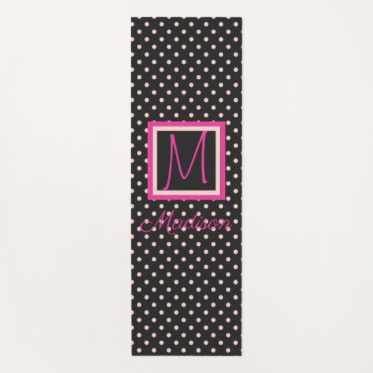 Monogram zwart en roze poka Dot Trendy Yogamat (Voorkant)