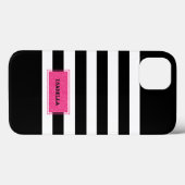 Monogram zwart en roze preppy Stripes Case-Mate iPhone Case (Achterkant (horizontaal))