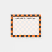 Monogram zwart en Sinaasappel schaakbord Post-it® Notes (Voorkant)