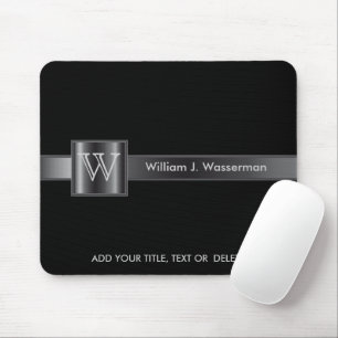 Monogram zwart en staal muismat