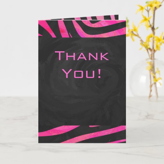 Monogram zwart en warm roze Zebra Kaart (Gele Bloem)