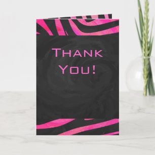 Monogram zwart en warm roze Zebra Kaart