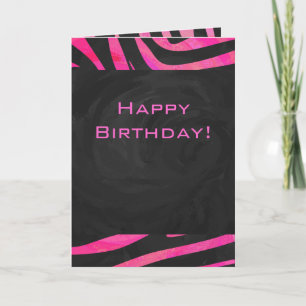 Monogram zwart en warm roze Zebra Kaart