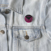 Monogram zwart en warm roze Zebra Ronde Button 3,2 Cm (In situ)
