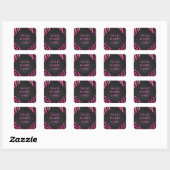 Monogram zwart en warm roze Zebra Vierkante Sticker (Vel)