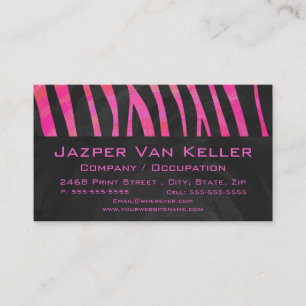 Monogram zwart en warm roze Zebra Visitekaartje