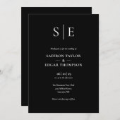 Monogram zwart en wit alles in één bruiloft kaart (Voorkant / Achterkant)