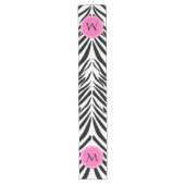 Monogram zwart en wit en warmroze Zebra afdrukken Lange Tafelloper (Voorkant)