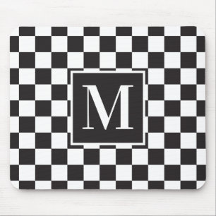 Monogram zwart en wit grafisch toetsenbord muismat