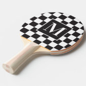 Monogram zwart en wit grafisch toetsenbord tafeltennisbatje (Voorkant Gekanteld)