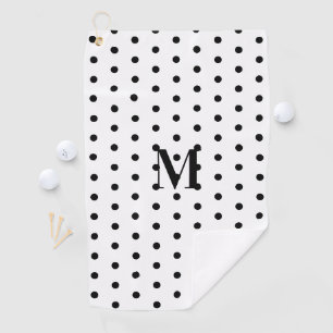 Monogram Zwart en Wit Stippenpatroon  Golfhanddoek